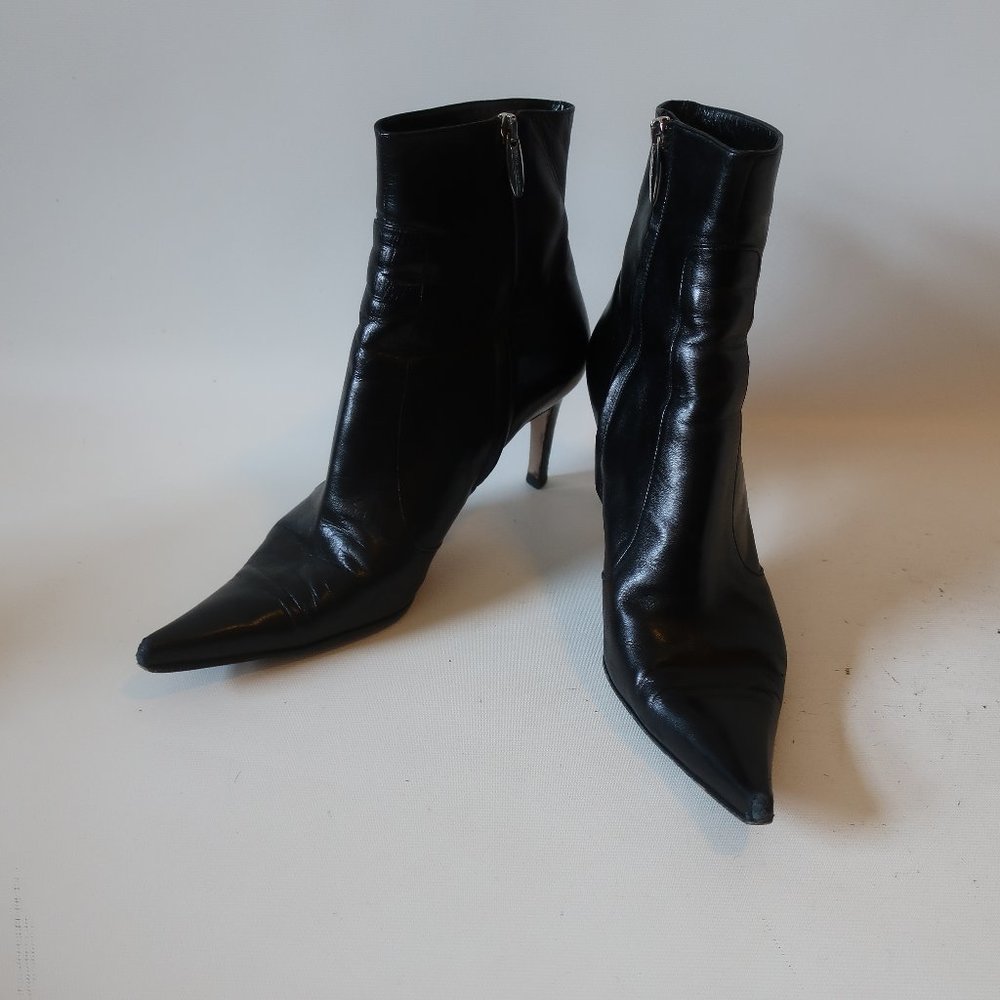 SERGIO ROSSI ZIP POINTY HEEL ANKLE BOOTIE 41 US/11